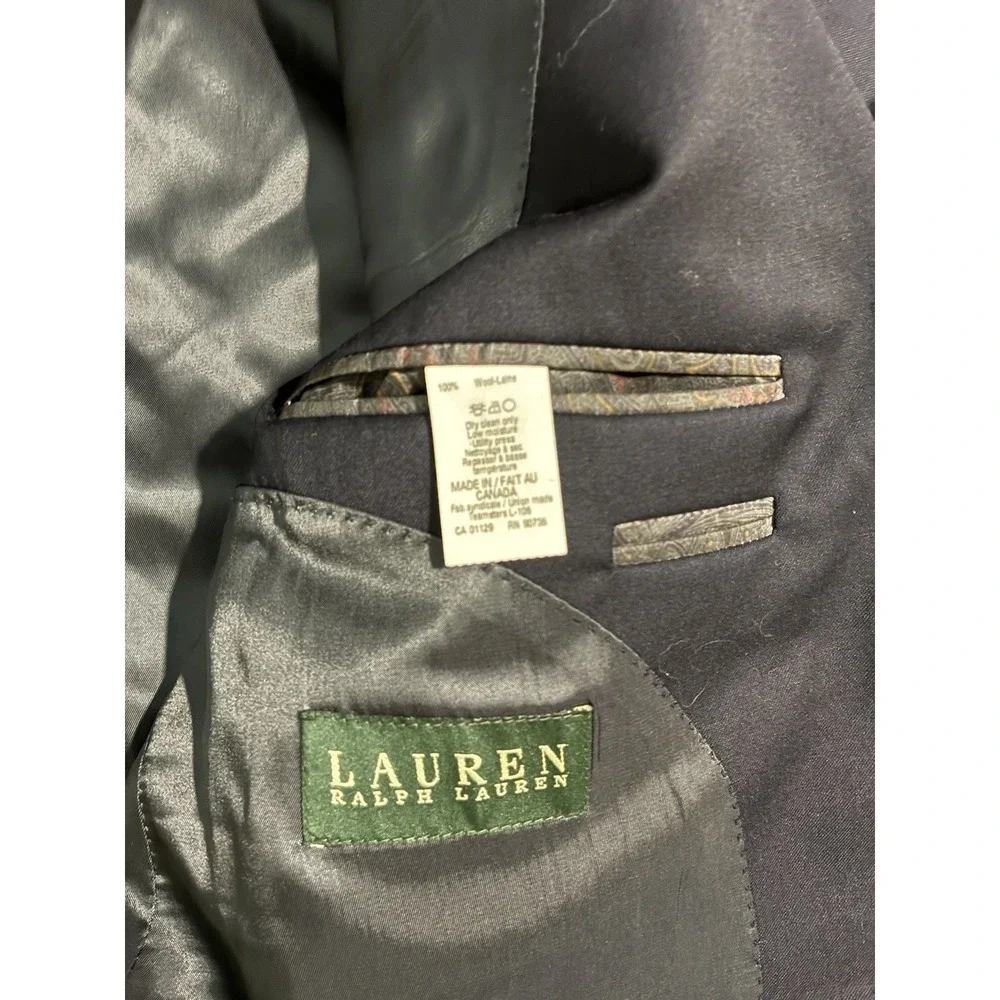 LRL Suit‎ Mens Blue 100% 44R Wool Blazer Jacket Top Business Lauren Ralph